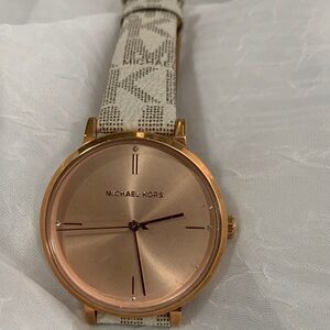 Michael Kors Rose Gold Dial with Cream MK Logo Strap